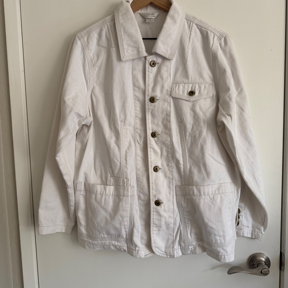 Vintage CJ Banks Cream Cotton Utility Chore Jacket Womens Size XL Barncore